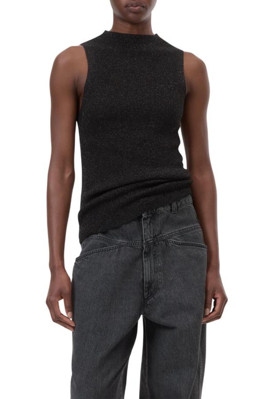 CLOSED	Sleeveless Lurex Top in Black M  NWT Minimalist Quiet Luxury Elevated